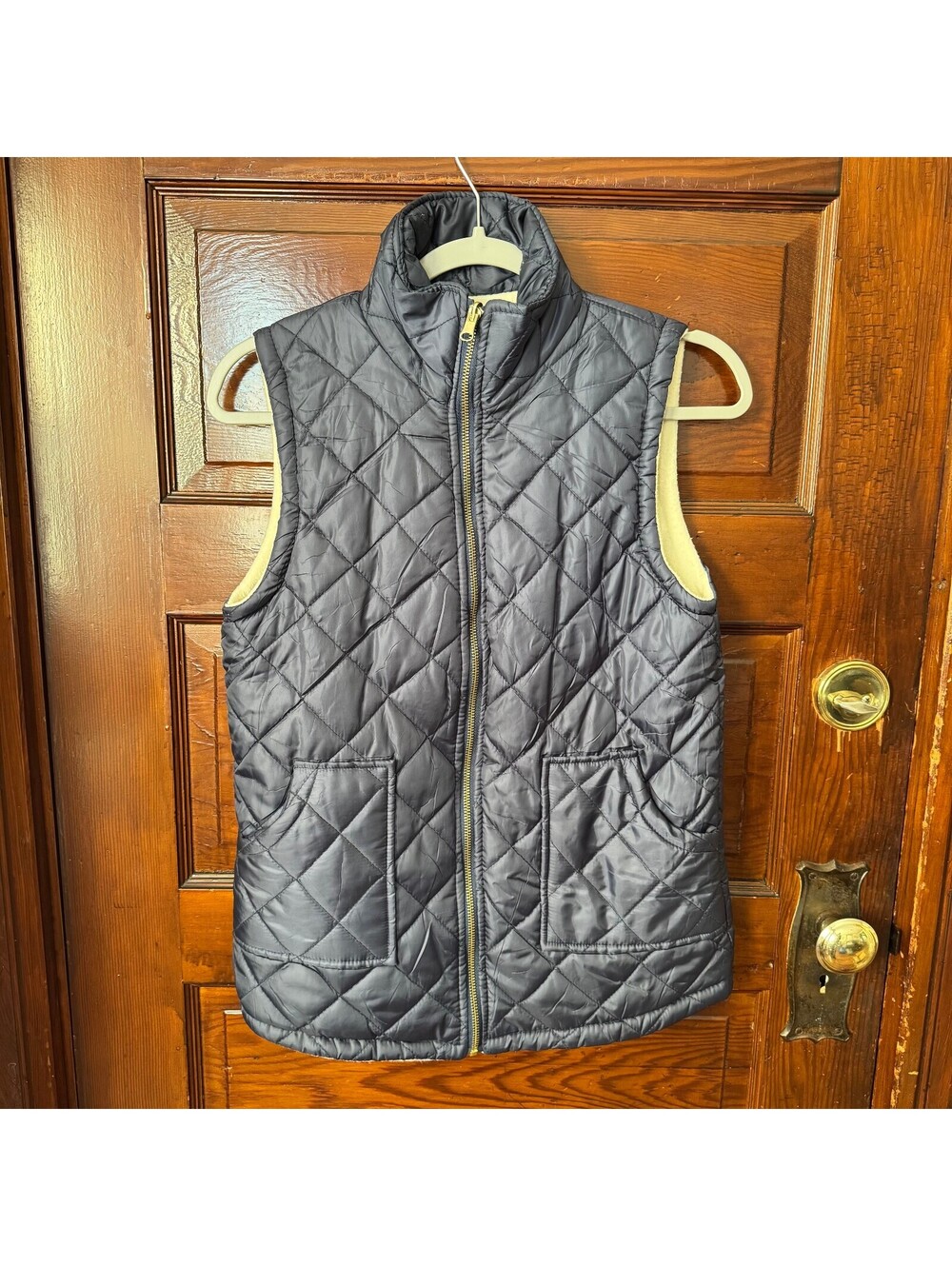 Apres-Ski Chic Heritage Preppy Black Diamond-quilted Puffer Vest Size Small
